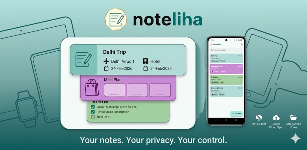 noteliha – privacy-focused note-taking app graphic banner